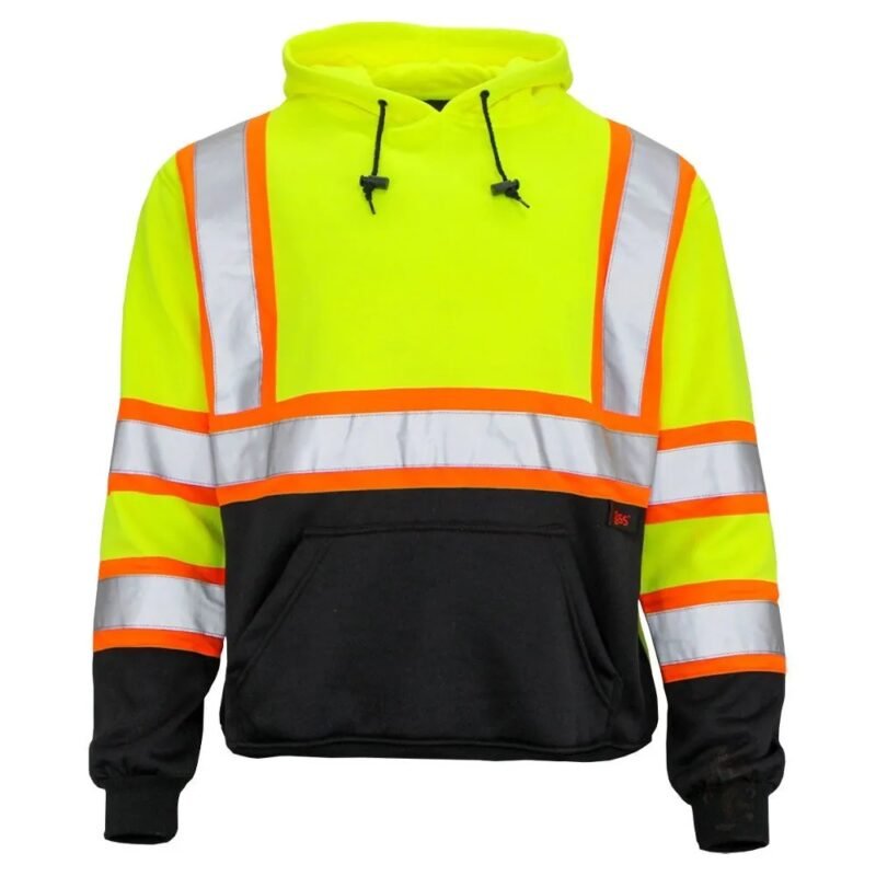 Hi Viz Contrast Black Bottom Pullover Hoodie Sweatshirt - Image 2