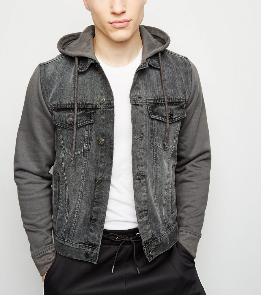 Men's Dark Grey Jersey Sleeve Denim Jacket | AA Sourcing LTD