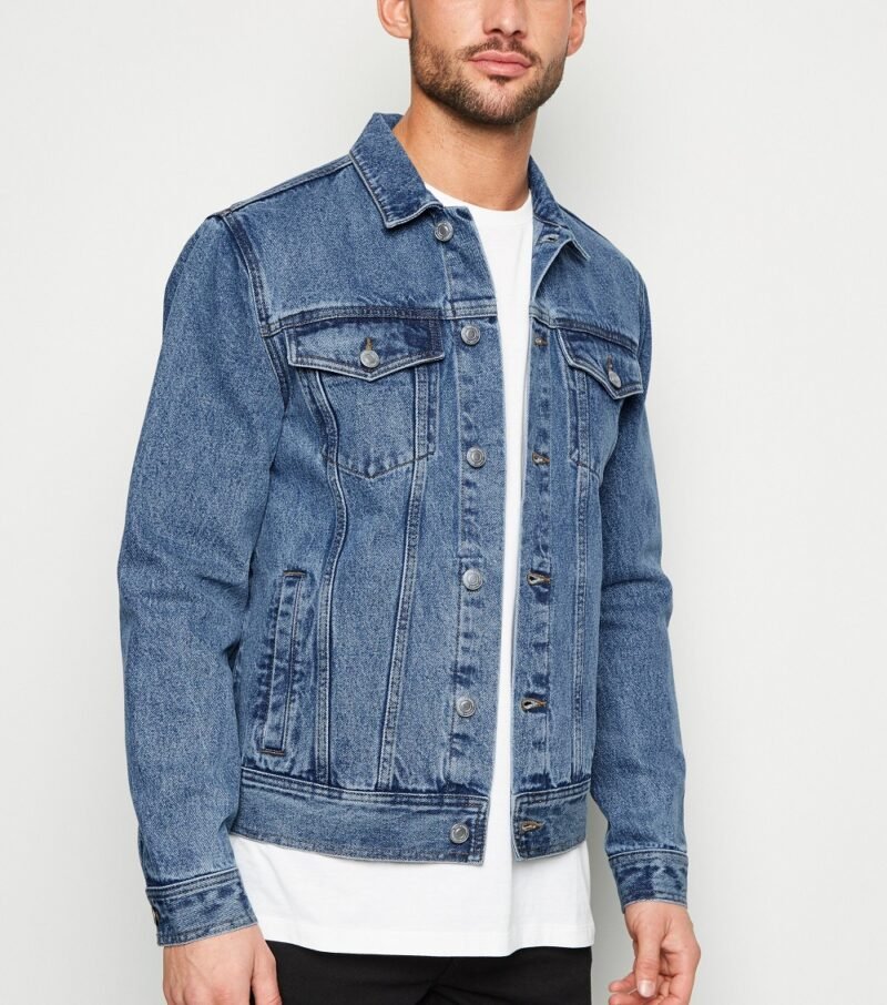 Men's Pale Blue Rinse Wash Denim Jacket - Image 4