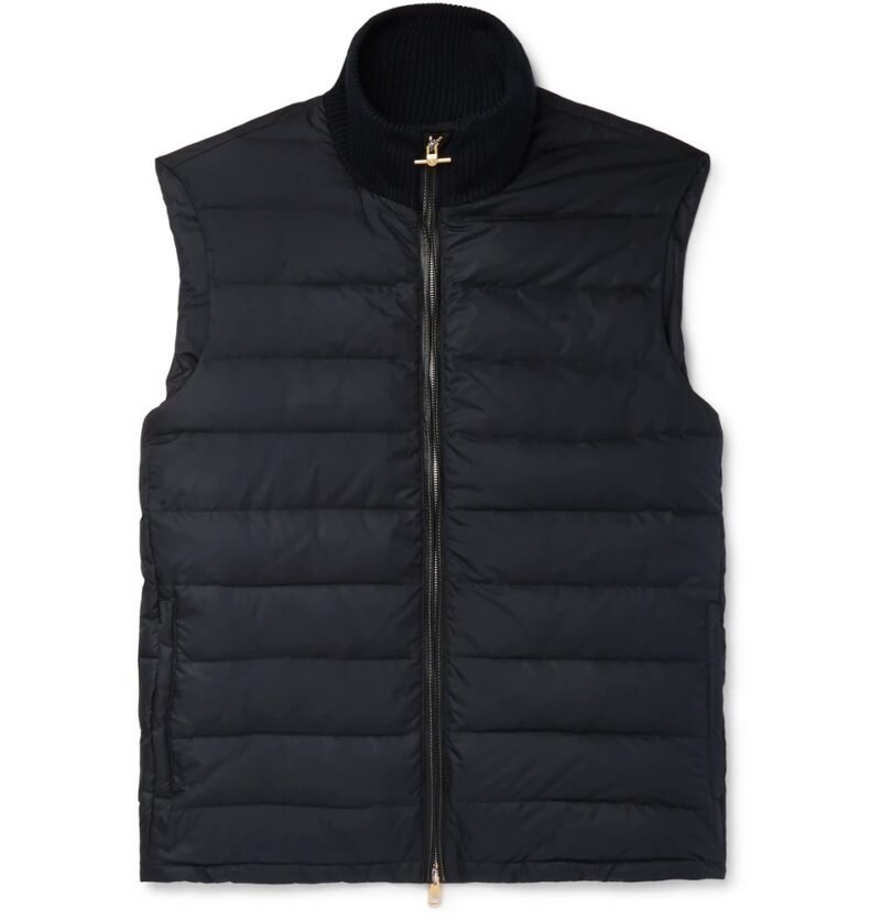 Men's Leather-Trimmed Quilted Shell Down Gilet