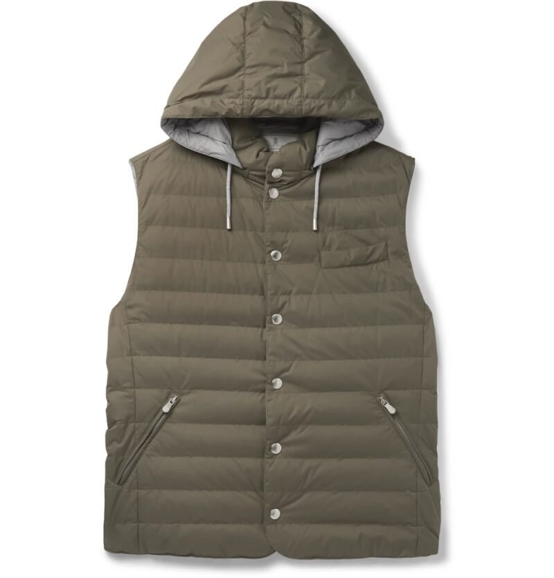 Men's Quilted Nylon Hooded Down Gilet