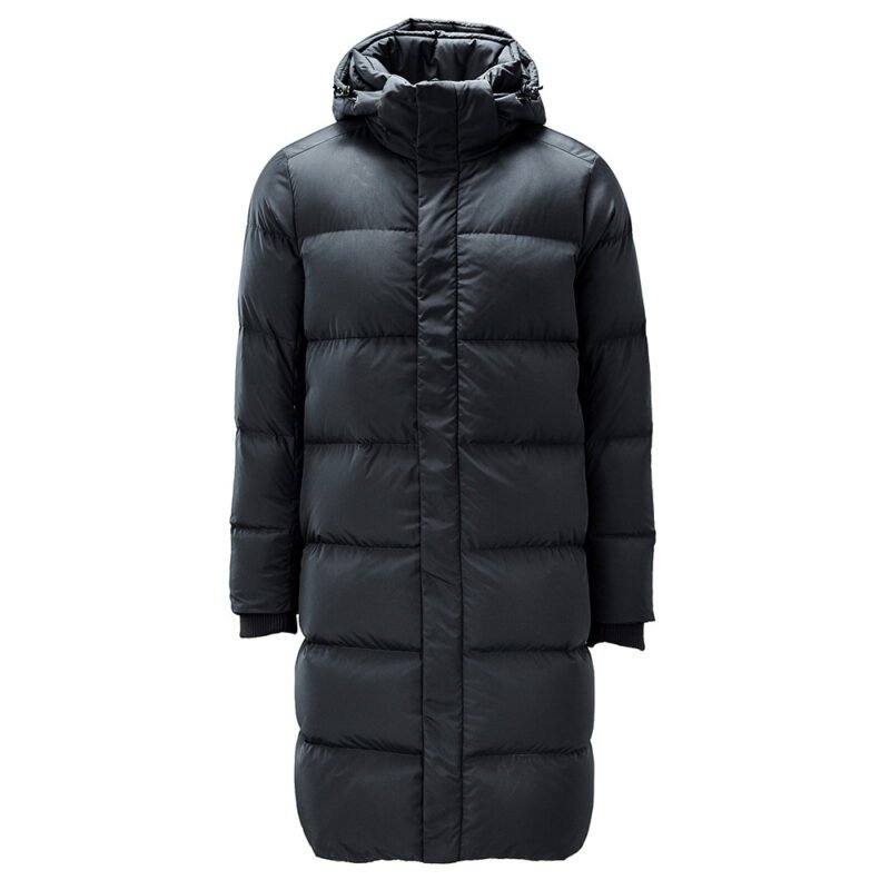 Men's 90% grey duck down detachable long down jacket