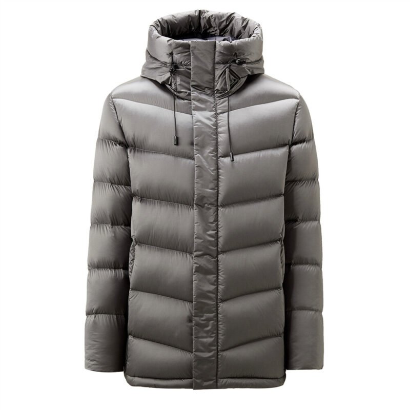 Men's Hooded 90% white goose down jacket