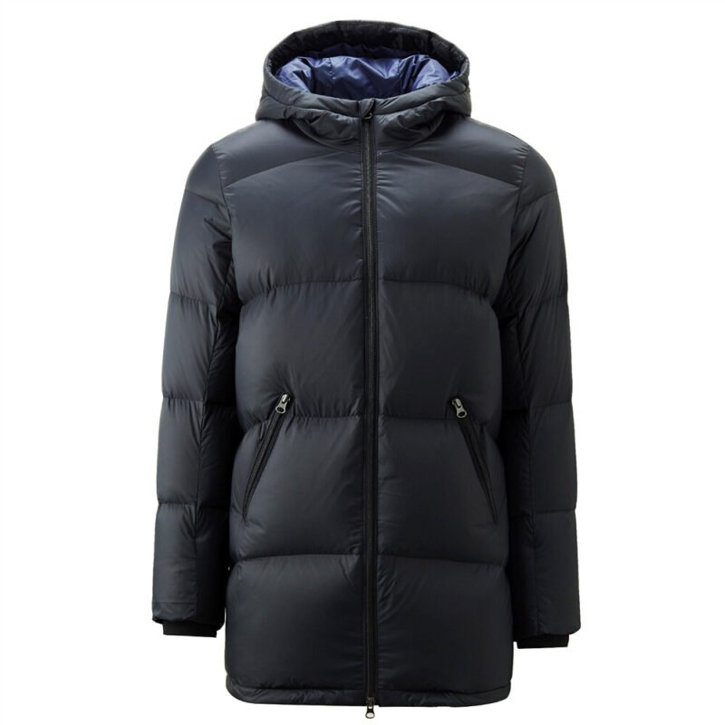 Men's Thick mid-long grey duck down jacket