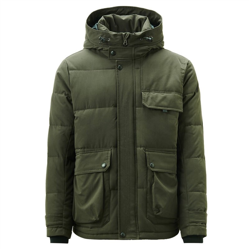 Men's Hooded long-sleeve cargo quilted coat