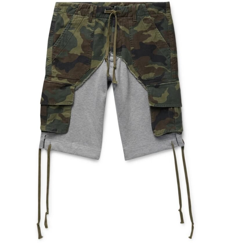 Men's Camouflage-Print Panelled Loopback Jersey Drawstring Shorts