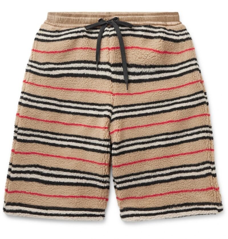 Men's Striped Fleece Drawstring Shorts