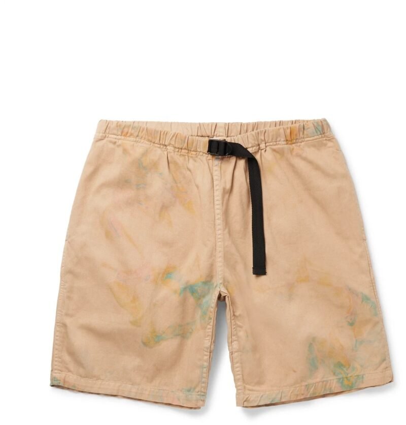 Men's Tie-Dye Cotton-Twill Belted Shorts