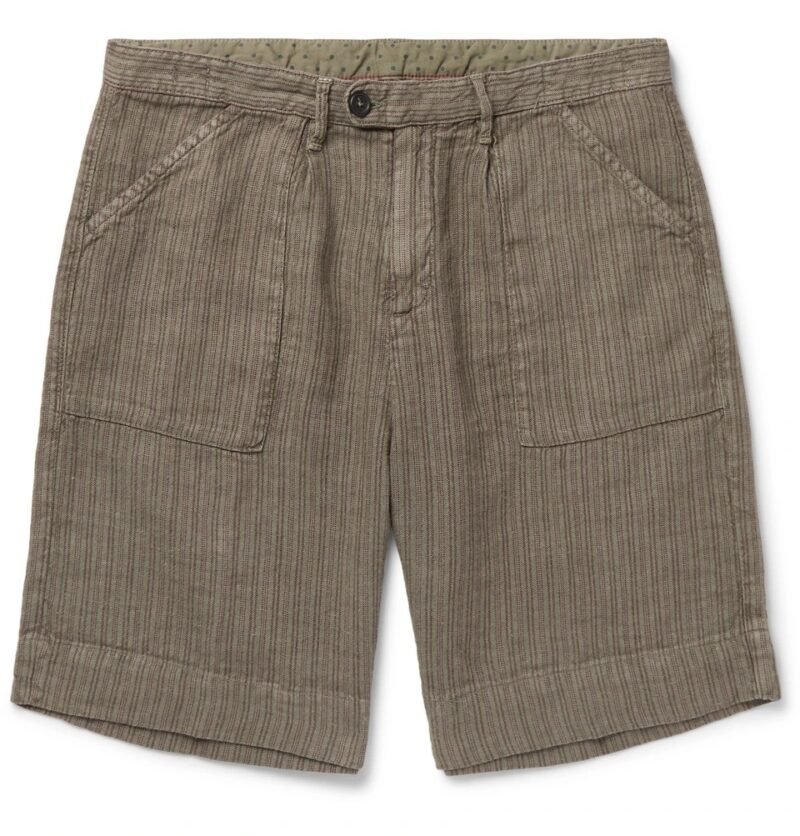 Men's Wide-Leg Striped Linen Shorts