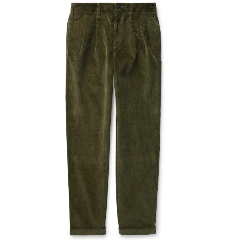 Men's Pleated Cotton-Corduroy Trousers