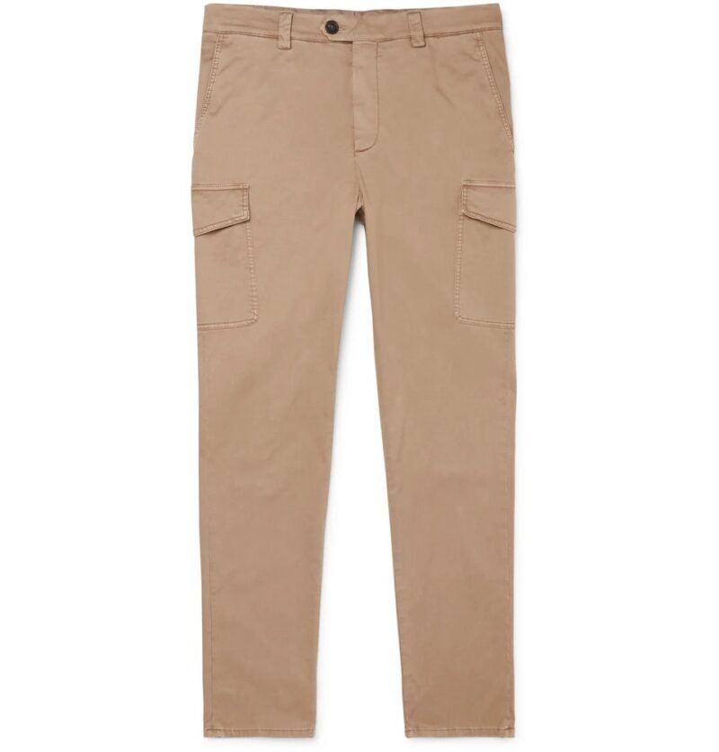 Men's Slim-Fit Stretch-Cotton Twill Cargo Trousers