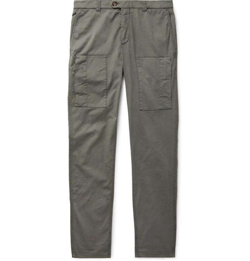 Men's Slim-Fit Stretch-Cotton Twill Cargo Trousers