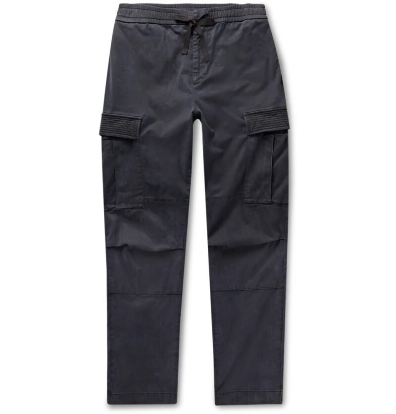 Men's Tapered Garment-Dyed Lyocell-Blend Twill Drawstring Cargo Trousers