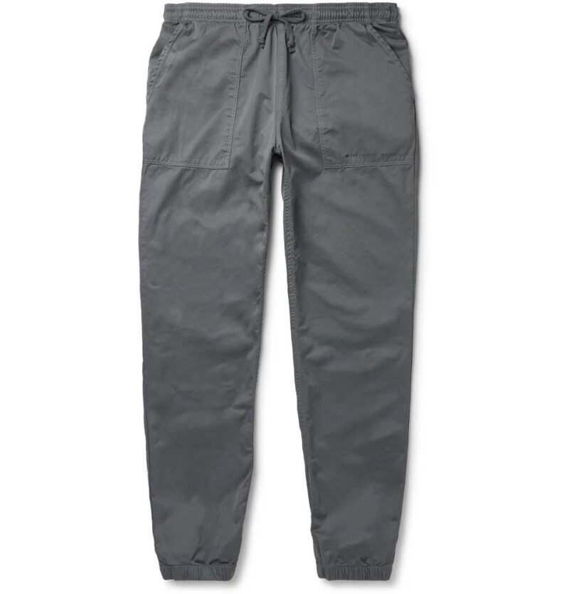 Men's Tapered Herringbone Cotton Drawstring Trousers