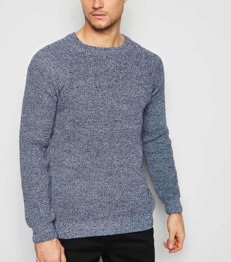 Men's Pale Blue Raglan Sleeve Crew Neck Jumper - Image 3