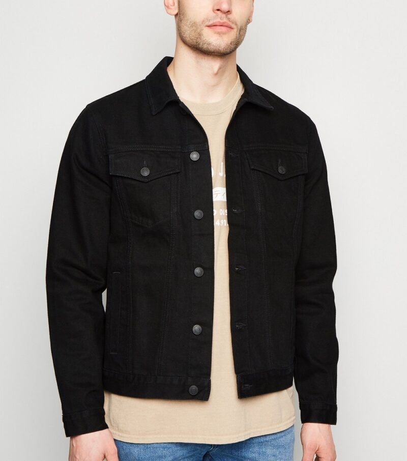 Men's Black Western Denim Jacket - Image 3