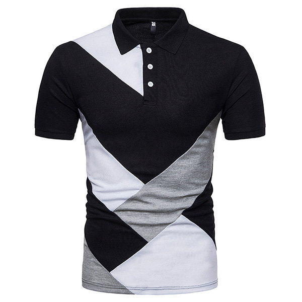 Men's Stylish Hit Color Patchwork Golf Shirt - AA Sourcing LTD