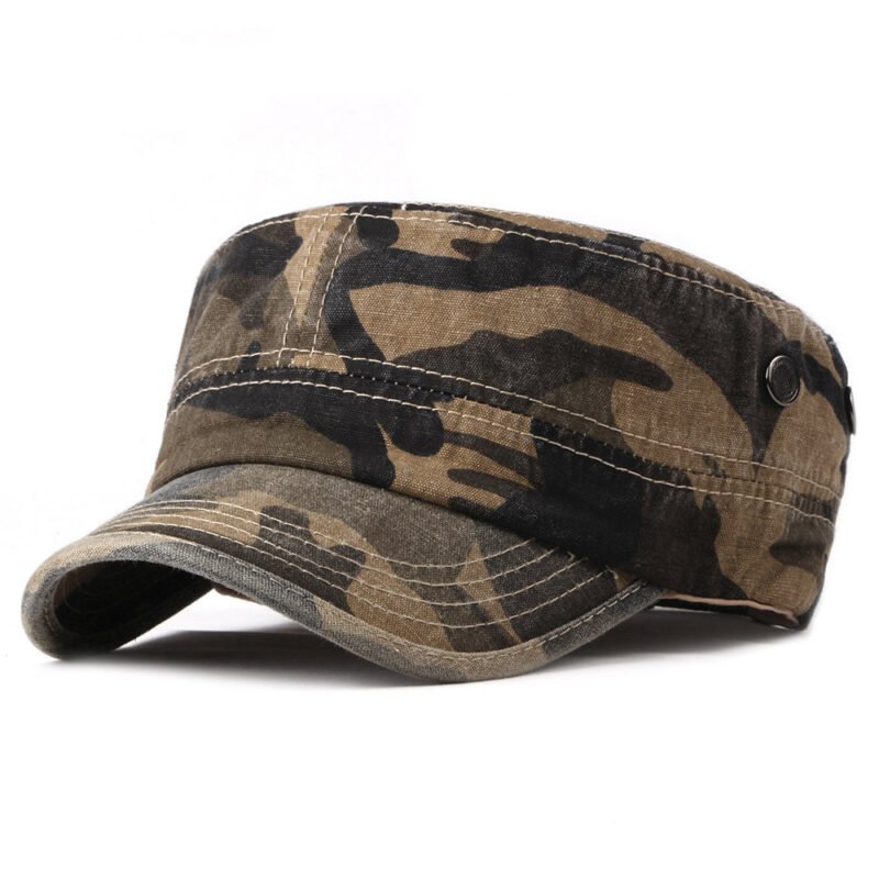 Camouflage Simple Washed Cotton Flat Top Caps - Image 6