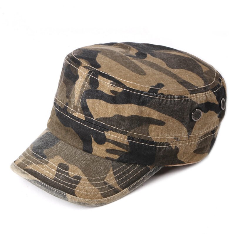 Camouflage Simple Washed Cotton Flat Top Caps - Image 7