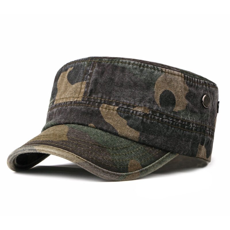 Camouflage Simple Washed Cotton Flat Top Caps - Image 8