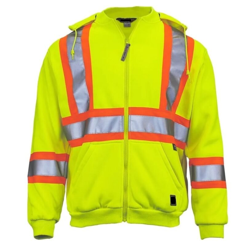 HI Viz Zip Front Fleece Hoodie - Image 2