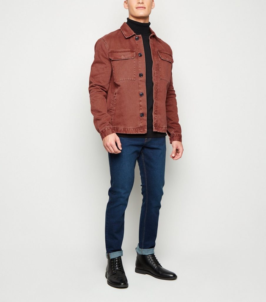 Men's Burgundy Utility Denim Jacket | AA Sourcing LTD