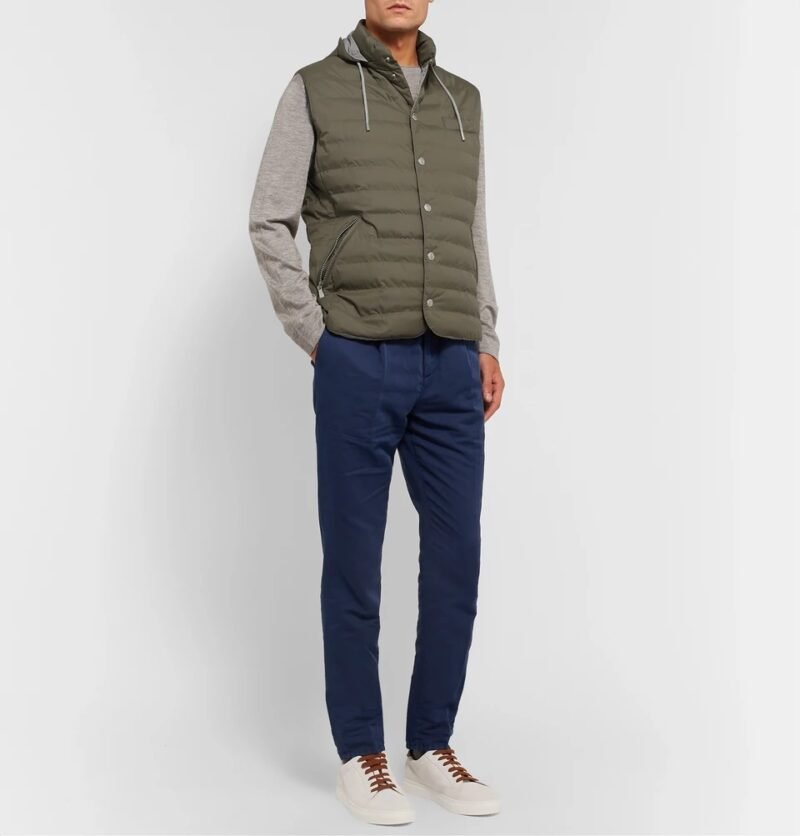 Men's Quilted Nylon Hooded Down Gilet - Image 6