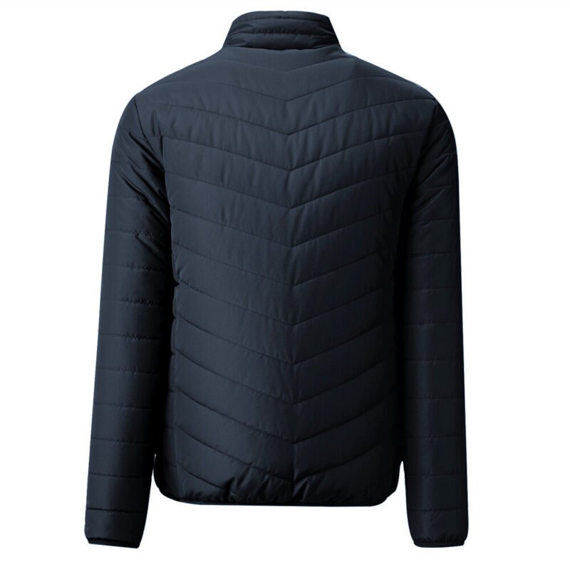 Men's Solid stand collar quilted coat - Image 2