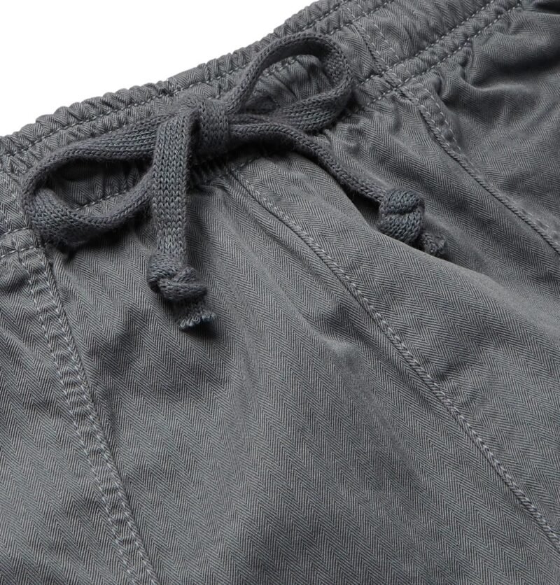 Men's Tapered Herringbone Cotton Drawstring Trousers - Image 2