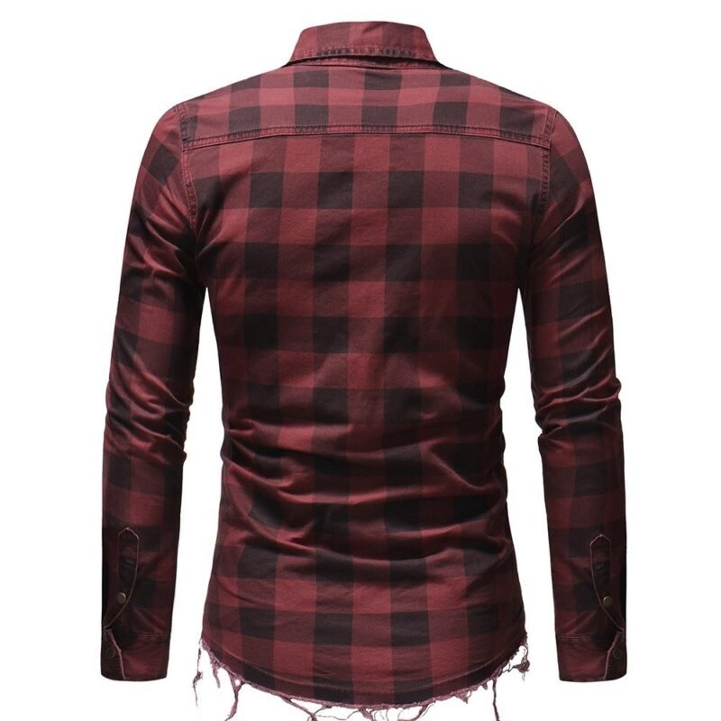 Men's Cotton Plaid Slim Fit Button Down Shirts - Image 2