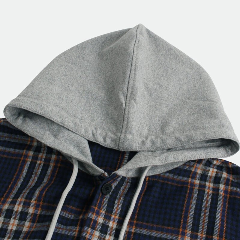 Men's Street wear Plaid Long Sleeve Hooded Shirts - Image 2