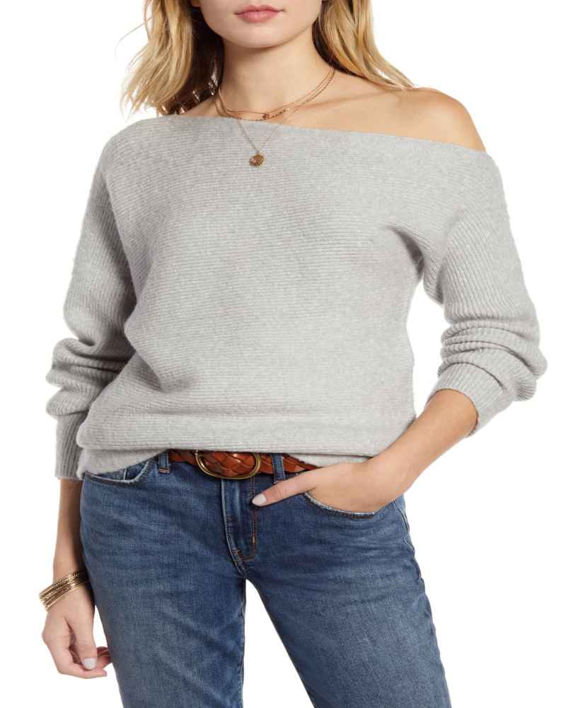 Women's One-Shoulder Ribbed Sweater - AA Sourcing LTD