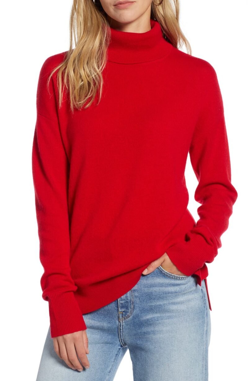 Women's Cashmere Turtleneck Sweater Red - Image 6