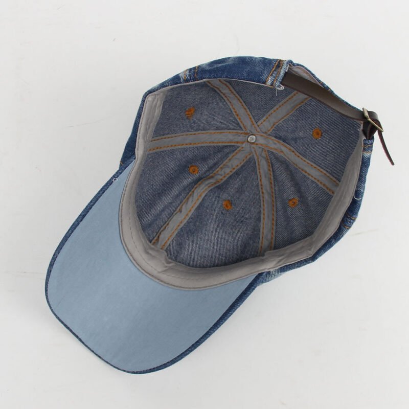 Men's Women's Solid Color Denim Baseball Cap - Image 3