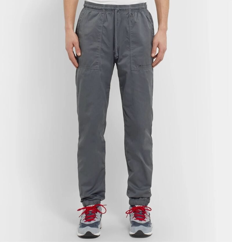 Men's Tapered Herringbone Cotton Drawstring Trousers - Image 3