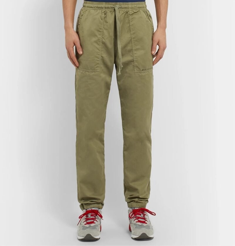 Men's Tapered Herringbone Cotton Drawstring Trousers - Image 3