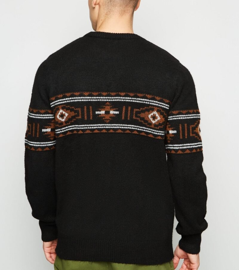 Men's Black Crew Neck Jumper - Image 2