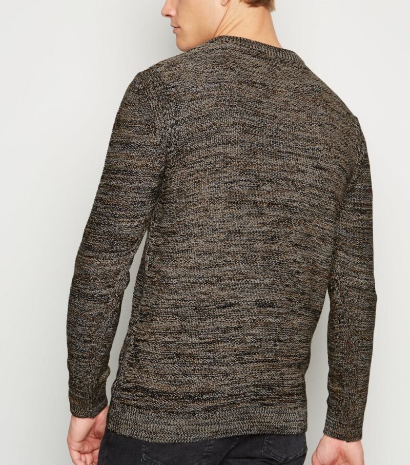 Men's Brown Space Dye Knit Crew Neck Jumper - Image 2