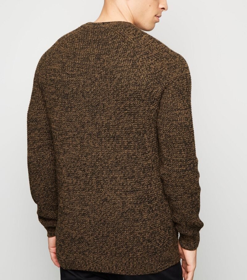 Men's Light Brown Tuck Stitch Crew Neck Jumper - Image 2