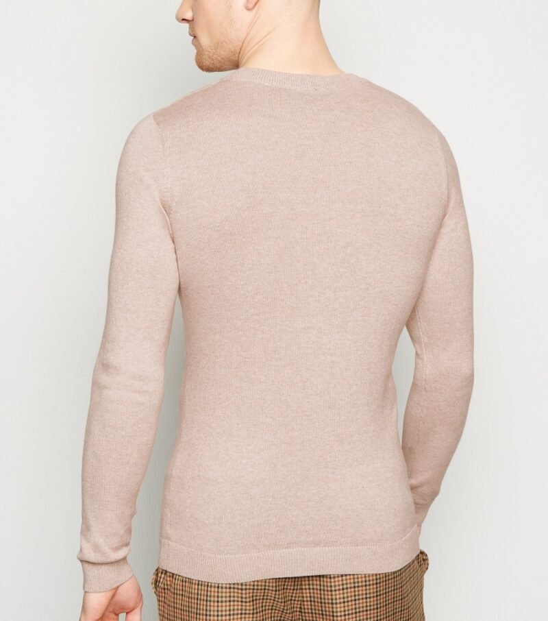 Men's Stone Cotton Crew Muscle Fit Jumper - Image 2