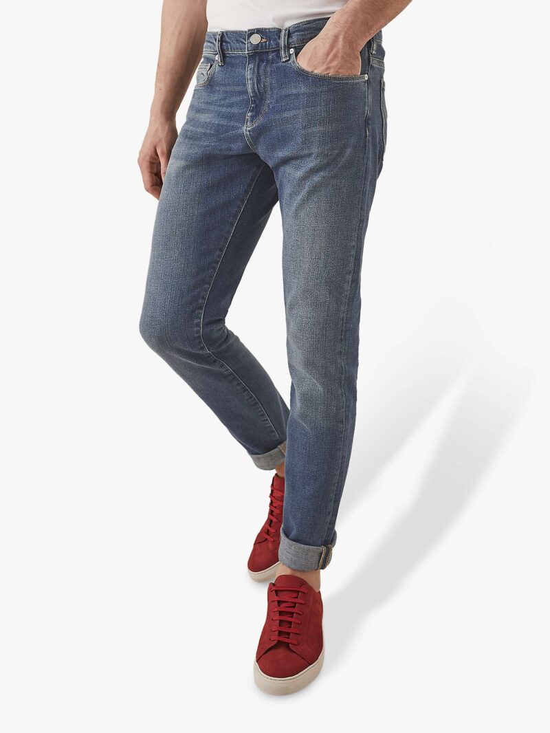 Men's Tapered Slim Fit Jeans  Washed Indigo - Image 4