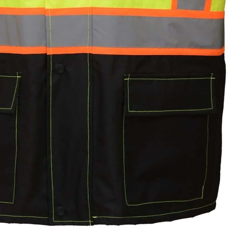 Hi Viz Black Bottom Safety Rain Coat - Image 5