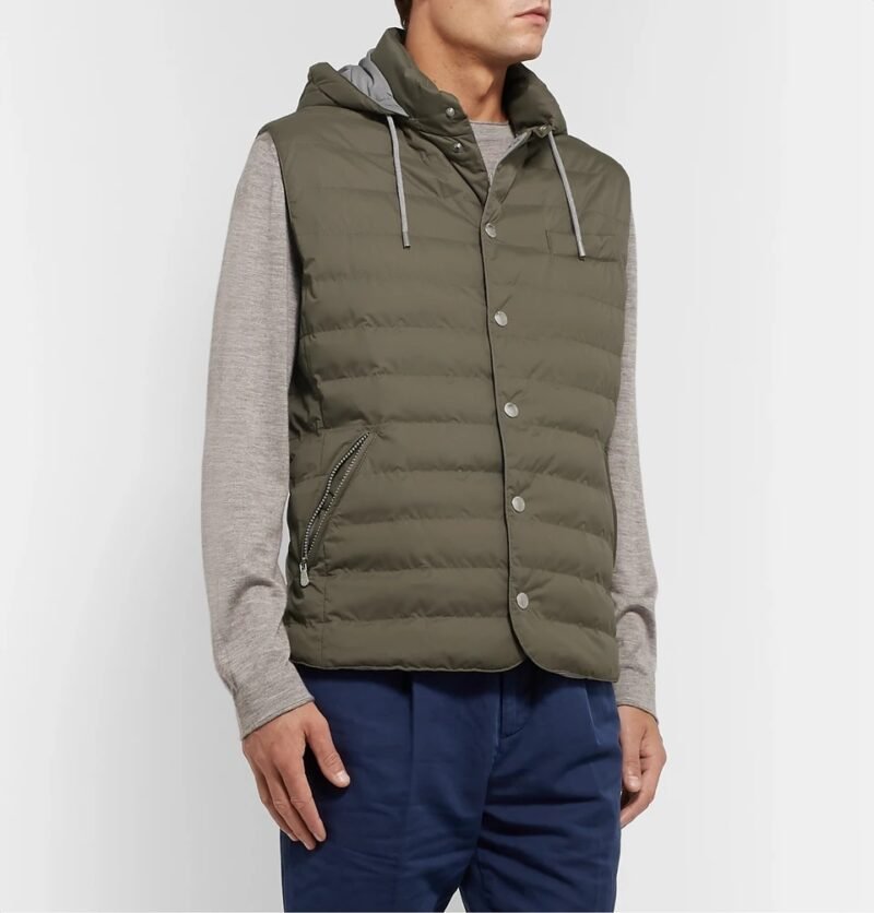 Men's Quilted Nylon Hooded Down Gilet - Image 5