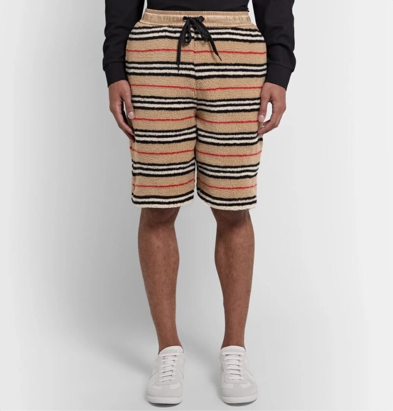 Men's Striped Fleece Drawstring Shorts - Image 3