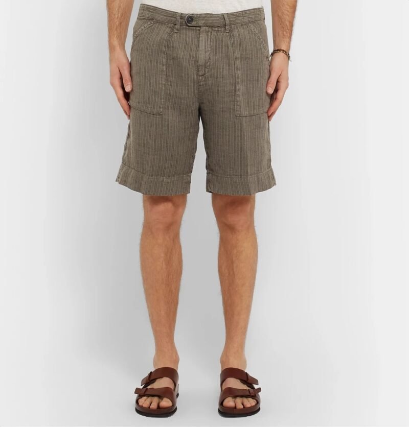 Men's Wide-Leg Striped Linen Shorts - Image 3