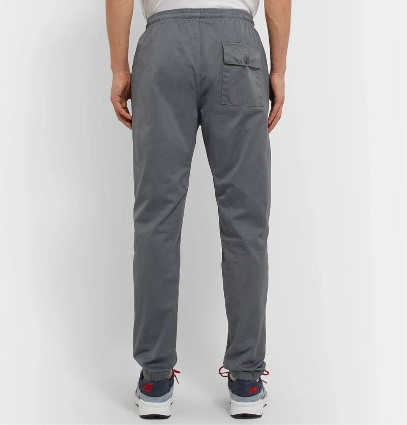 Men's Tapered Herringbone Cotton Drawstring Trousers - Image 4