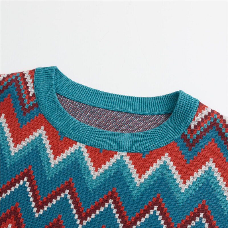 Men's Color crew neck cable knitting sweater - Image 3