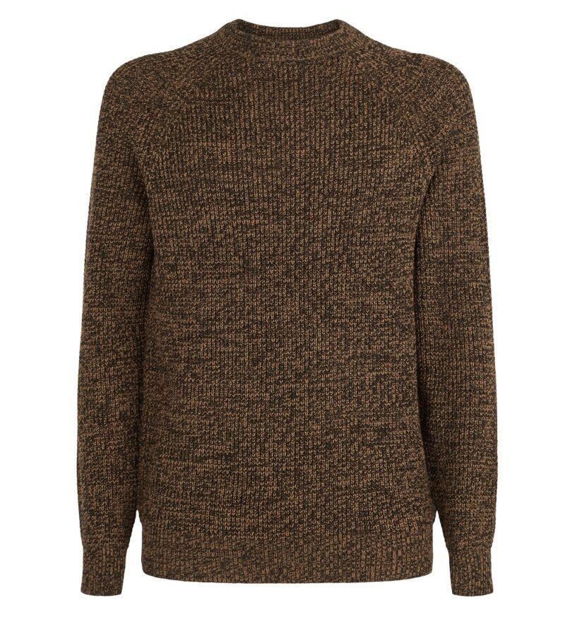 Men's Light Brown Tuck Stitch Crew Neck Jumper