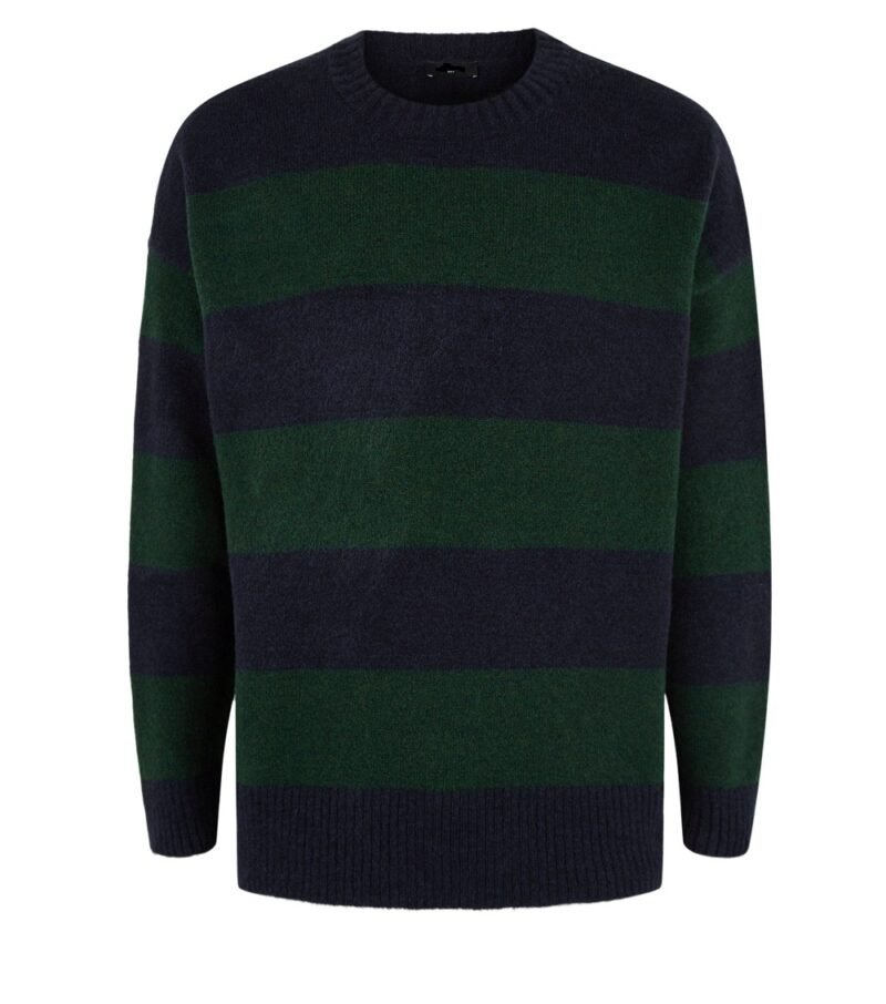 Men's Navy Stripe Crew Neck Jumper