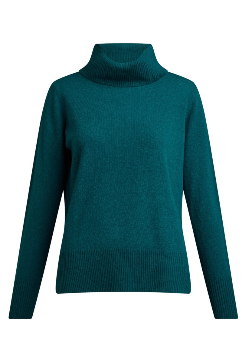 Women's Blue Roll Neck Knit Sweater